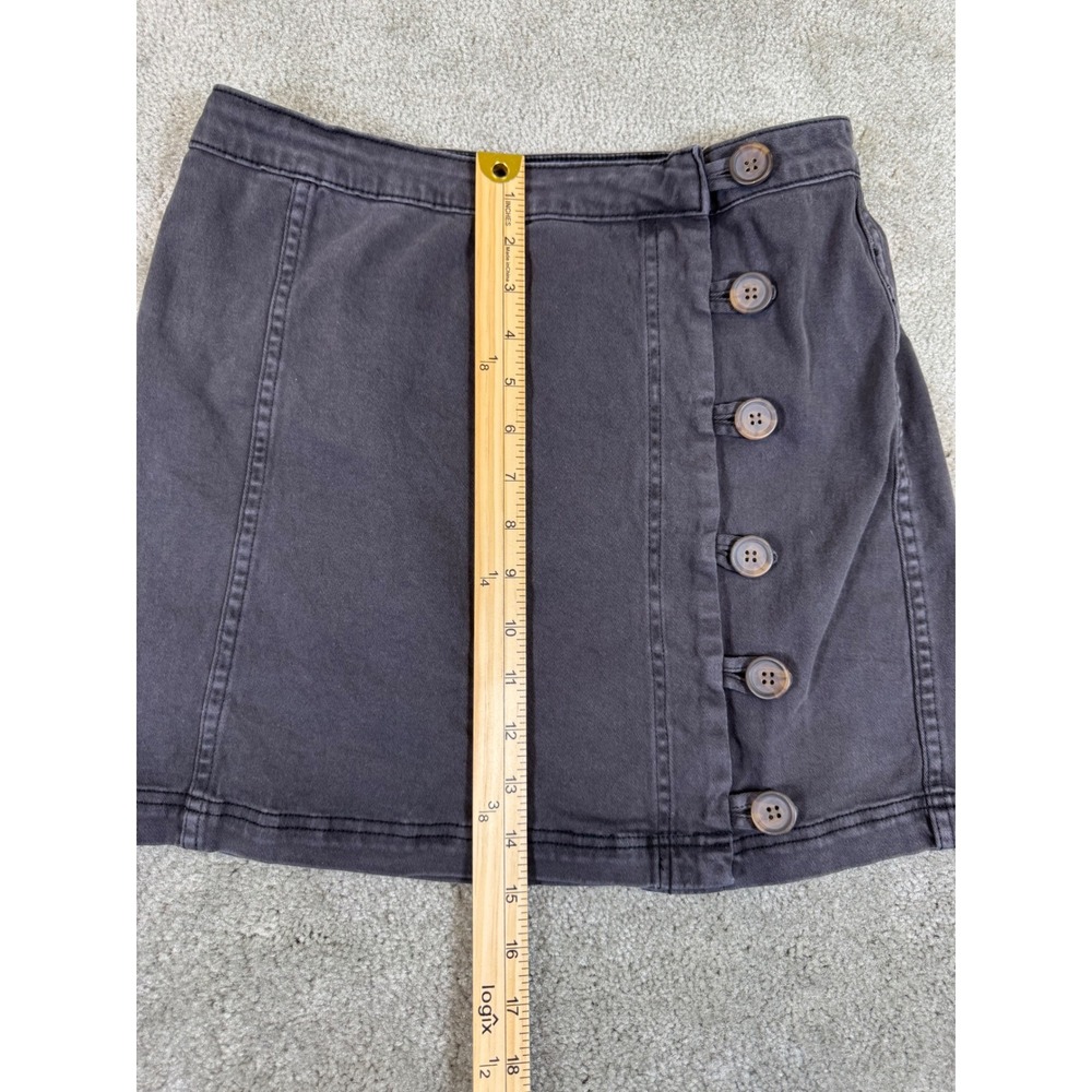 Altar'd State Womens Faded Black Side Button Mini Skirt Size L Cotton Blend - Picture 4 of 6